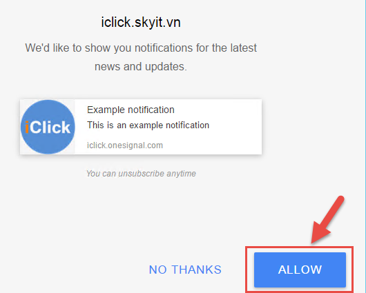 Đăng ký Onesignal từ iClick