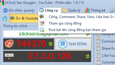 Công cụ seo Video Youtube tăng view, bình luận, thích