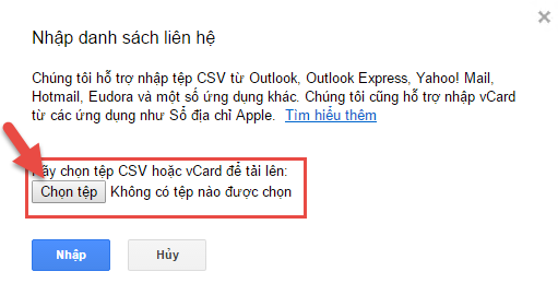 Hướng dẫn nhập (import) danh sách iên lạc (contacts) cho Gmail từ file CSV