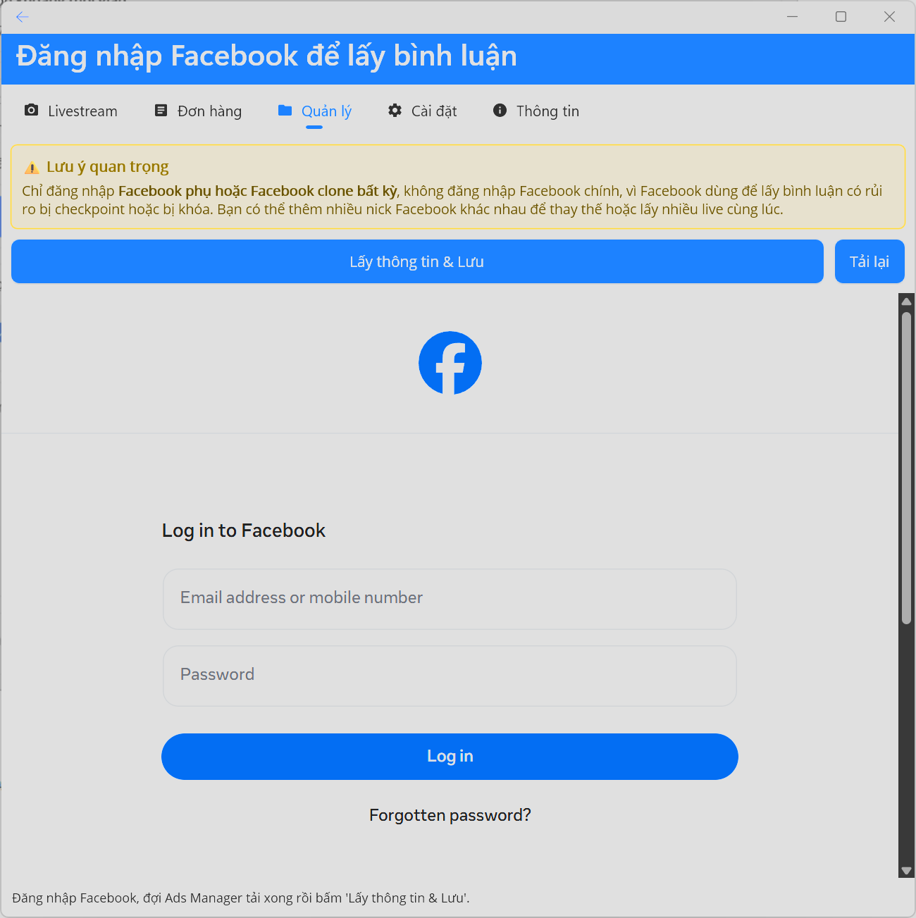 Phần mềm in bình luận livestream Facebook