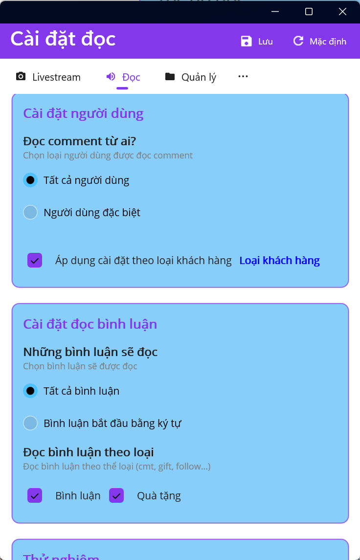 google đọc bình luận livestream trên tiktok
